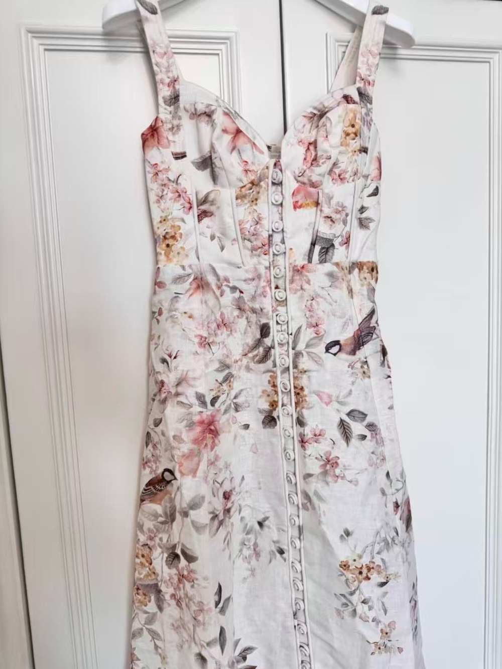Zimmermann Cream Floral Maxi Dress with Pink & Orange Accents size 0 - Picture 7 of 16